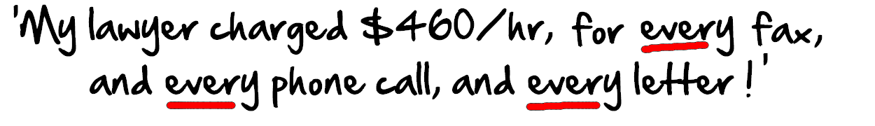 Some people pay more than $400 per hour for a lawyer, but you will learn how others pay absolutely nothing
